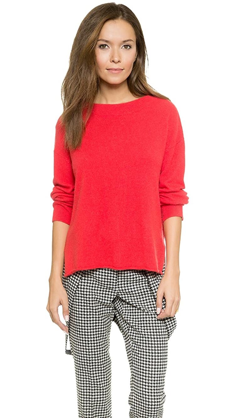 Rachel Zoe Rabbit Wool Blend Crewneck Sweater Long Sleeve Red - S